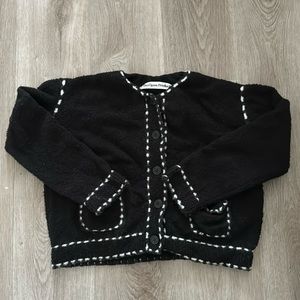 TheOpen Product - Black and white contrasting trim cardigan